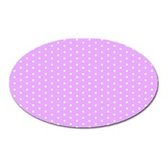 White Polka Dot Pastel Purple Background, pink color vintage dotted pattern Oval Magnet