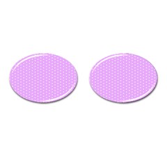 White Polka Dot Pastel Purple Background, Pink Color Vintage Dotted Pattern Cufflinks (oval) by Casemiro