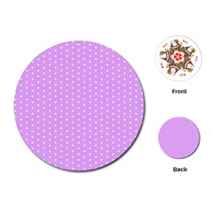 White Polka Dot Pastel Purple Background, pink color vintage dotted pattern Playing Cards Single Design (Round)