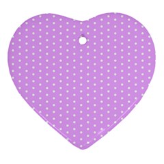 White Polka Dot Pastel Purple Background, pink color vintage dotted pattern Heart Ornament (Two Sides)