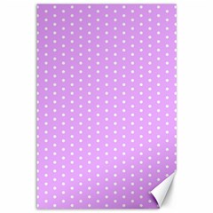 White Polka Dot Pastel Purple Background, pink color vintage dotted pattern Canvas 12  x 18 