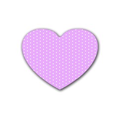 White Polka Dot Pastel Purple Background, pink color vintage dotted pattern Heart Coaster (4 pack) 