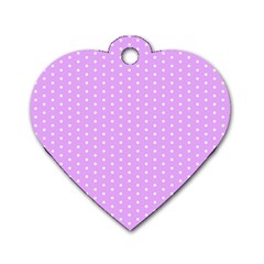 White Polka Dot Pastel Purple Background, pink color vintage dotted pattern Dog Tag Heart (Two Sides)