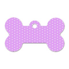 White Polka Dot Pastel Purple Background, pink color vintage dotted pattern Dog Tag Bone (One Side)