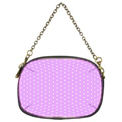 White Polka Dot Pastel Purple Background, pink color vintage dotted pattern Chain Purse (One Side)