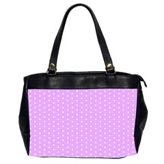 White Polka Dot Pastel Purple Background, pink color vintage dotted pattern Oversize Office Handbag (2 Sides)