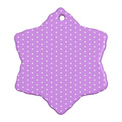 White Polka Dot Pastel Purple Background, pink color vintage dotted pattern Snowflake Ornament (Two Sides)