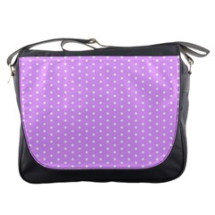 White Polka Dot Pastel Purple Background, pink color vintage dotted pattern Messenger Bag