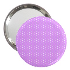 White Polka Dot Pastel Purple Background, pink color vintage dotted pattern 3  Handbag Mirrors