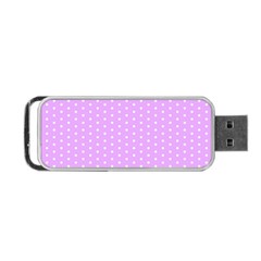 White Polka Dot Pastel Purple Background, pink color vintage dotted pattern Portable USB Flash (One Side)