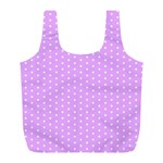 White Polka Dot Pastel Purple Background, pink color vintage dotted pattern Full Print Recycle Bag (L) Back