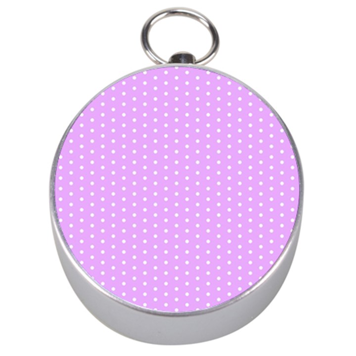 White Polka Dot Pastel Purple Background, pink color vintage dotted pattern Silver Compasses