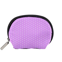 White Polka Dot Pastel Purple Background, pink color vintage dotted pattern Accessory Pouch (Small)