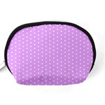 White Polka Dot Pastel Purple Background, pink color vintage dotted pattern Accessory Pouch (Medium) Back