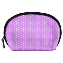 White Polka Dot Pastel Purple Background, Pink Color Vintage Dotted Pattern Accessory Pouch (large)