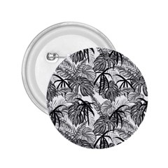 Black And White Leafs Pattern, Tropical Jungle, Nature Themed 2 25  Buttons by Casemiro