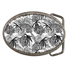 Black And White Leafs Pattern, Tropical Jungle, Nature Themed Belt Buckles by Casemiro