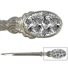 Black And White Leafs Pattern, Tropical Jungle, Nature Themed Letter Opener by Casemiro