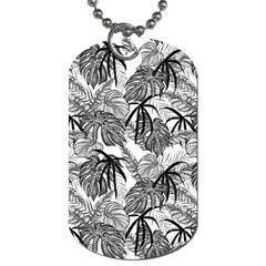 Black And White Leafs Pattern, Tropical Jungle, Nature Themed Dog Tag (one Side) by Casemiro