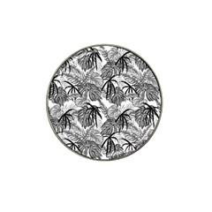 Black And White Leafs Pattern, Tropical Jungle, Nature Themed Hat Clip Ball Marker by Casemiro