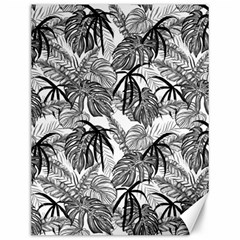 Black And White Leafs Pattern, Tropical Jungle, Nature Themed Canvas 12  X 16  by Casemiro