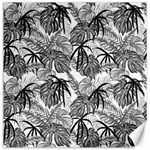 Black and white leafs pattern, tropical jungle, nature themed Canvas 16  x 16  15.2 x15.41  Canvas - 1