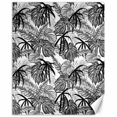 Black And White Leafs Pattern, Tropical Jungle, Nature Themed Canvas 16  X 20  by Casemiro