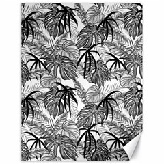 Black And White Leafs Pattern, Tropical Jungle, Nature Themed Canvas 18  X 24  by Casemiro