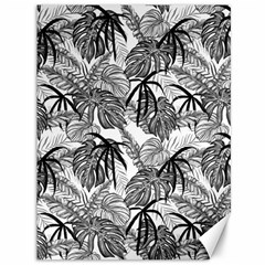 Black and white leafs pattern, tropical jungle, nature themed Canvas 36  x 48 