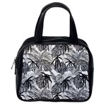 Black and white leafs pattern, tropical jungle, nature themed Classic Handbag (One Side) Front