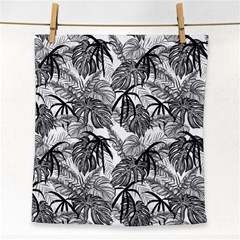 Black And White Leafs Pattern, Tropical Jungle, Nature Themed Face Towel by Casemiro