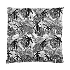 Black And White Leafs Pattern, Tropical Jungle, Nature Themed Standard Cushion Case (two Sides) by Casemiro