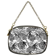 Black And White Leafs Pattern, Tropical Jungle, Nature Themed Chain Purse (two Sides) by Casemiro