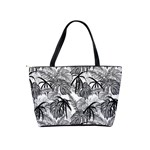 Black and white leafs pattern, tropical jungle, nature themed Classic Shoulder Handbag Back