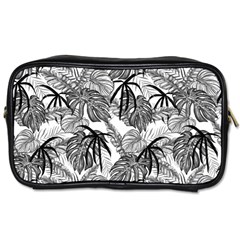 Black And White Leafs Pattern, Tropical Jungle, Nature Themed Toiletries Bag (one Side) by Casemiro