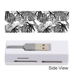 Black and white leafs pattern, tropical jungle, nature themed Memory Card Reader (Stick)