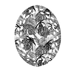 Black And White Leafs Pattern, Tropical Jungle, Nature Themed Ornament (oval Filigree) by Casemiro