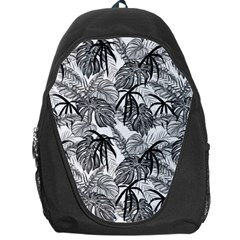 Black And White Leafs Pattern, Tropical Jungle, Nature Themed Backpack Bag by Casemiro