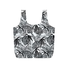 Black And White Leafs Pattern, Tropical Jungle, Nature Themed Full Print Recycle Bag (s) by Casemiro