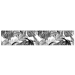 Black And White Leafs Pattern, Tropical Jungle, Nature Themed Small Flano Scarf by Casemiro