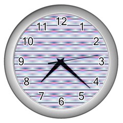 Pastel Lines, Bars Pattern, Pink, Light Blue, Purple Colors Wall Clock (silver) by Casemiro