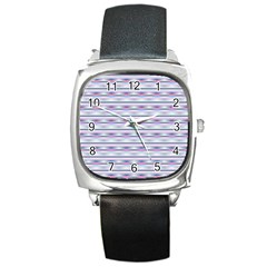 Pastel Lines, Bars Pattern, Pink, Light Blue, Purple Colors Square Metal Watch by Casemiro