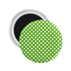 Pastel Green Lemon, White Polka Dots Pattern, Classic, Retro Style 2 25  Magnets by Casemiro