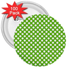 Pastel Green Lemon, White Polka Dots Pattern, Classic, Retro Style 3  Buttons (100 Pack)  by Casemiro