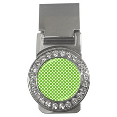 Pastel Green Lemon, White Polka Dots Pattern, Classic, Retro Style Money Clips (cz)  by Casemiro