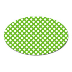 Pastel Green Lemon, White Polka Dots Pattern, Classic, Retro Style Oval Magnet by Casemiro