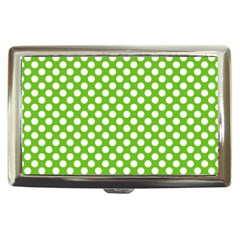 Pastel Green Lemon, White Polka Dots Pattern, Classic, Retro Style Cigarette Money Case by Casemiro