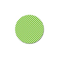 Pastel Green Lemon, White Polka Dots Pattern, Classic, Retro Style Golf Ball Marker by Casemiro