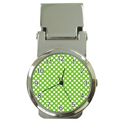 Pastel Green Lemon, White Polka Dots Pattern, Classic, Retro Style Money Clip Watches by Casemiro