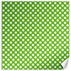 Pastel Green Lemon, White Polka Dots Pattern, Classic, Retro Style Canvas 20  X 20  by Casemiro